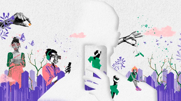 arte mostra que estão tentando manipular mulheres, mas elas resistem