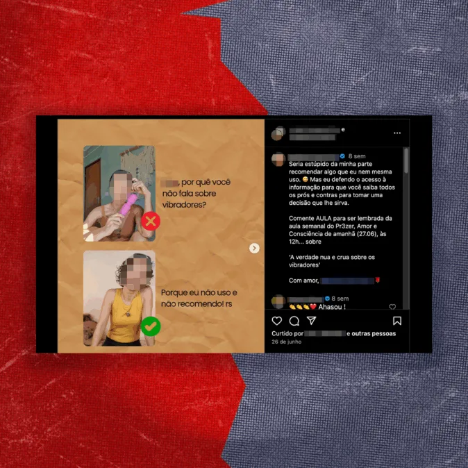 posts do instagram que exemplificam perfis que tratam a pornografia e o uso de vibradores como vício