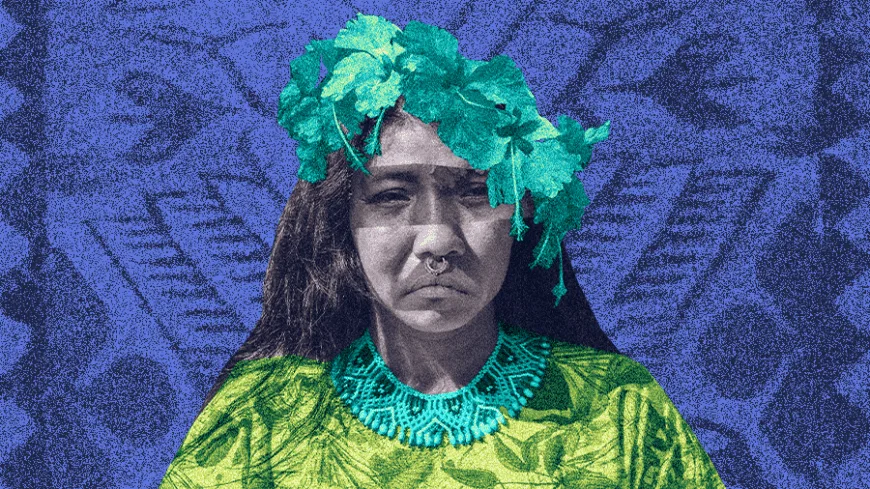 imagem de indigena com cara de triste, colagem